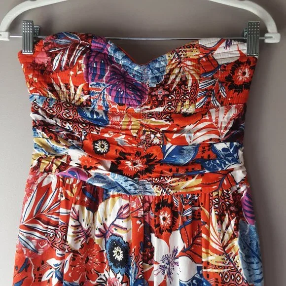 New! BOG Collective Strapless Floral Jumpsuit Romper, Cute Comfy Tropical Flowy - Picture 2 of 15